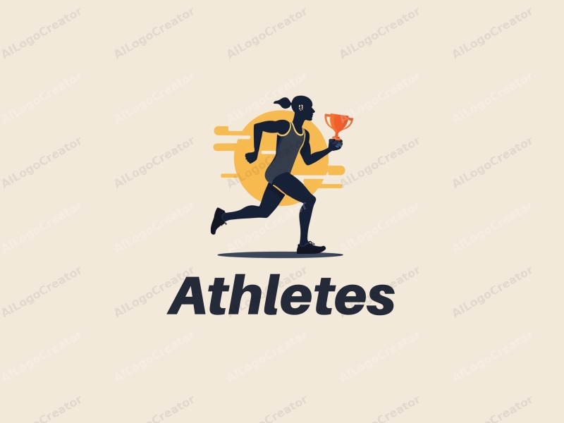 modern design features a dynamic runner silhouette, a stylized trophy, and a clean background combined with a harmonious composition.