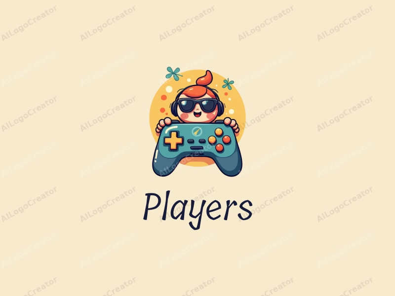 playful design features a vibrant color palette, a stylized player and game character, a whimsical controller, and an adventurous theme combined with a clean background.