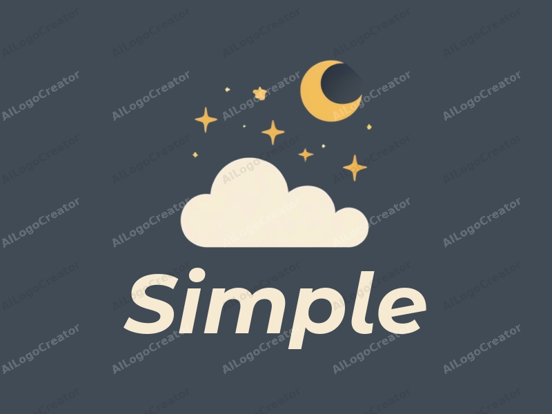 minimalist design features simple clouds and stars, combined with a clean background and a harmonious composition.