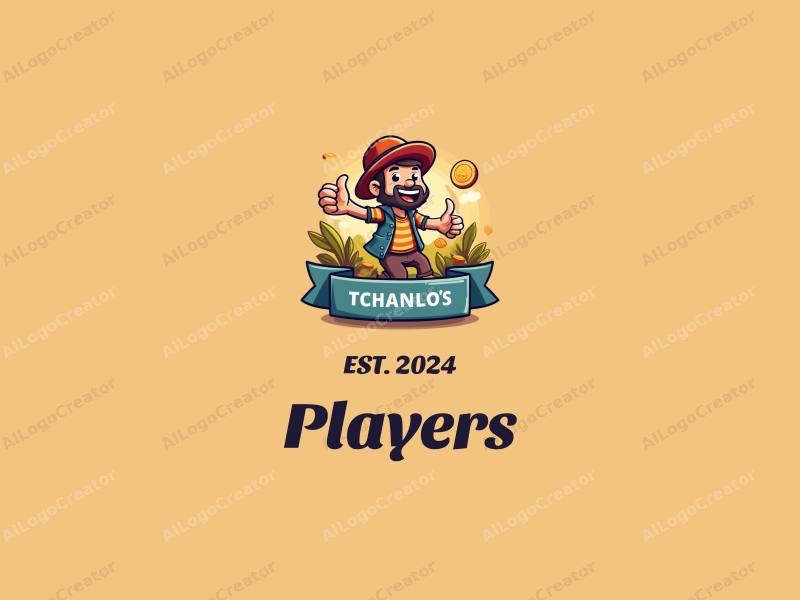 playful design features a vibrant player character, whimsical game elements like coins, and an adventurous theme combined with a clean background.