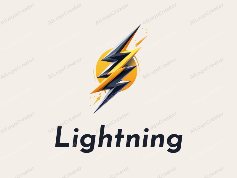 abstract design featuring dynamic lightning bolts and storm elements, incorporating kinetic energy motifs, with a modern aesthetic in yellow, silver, and black against a clean background.