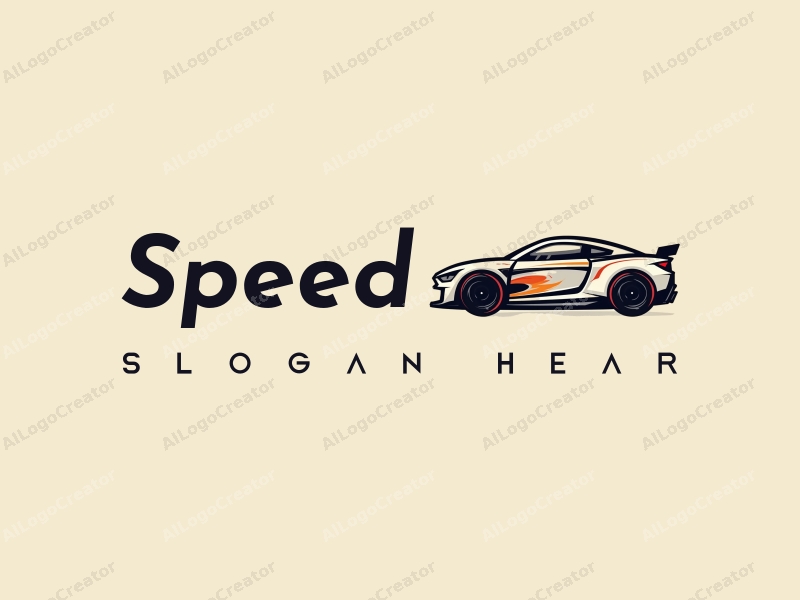 a modern design featuring dynamic lines representing speed, a stylized racing car silhouette, and an abstract engine shape, combined with a clean background.