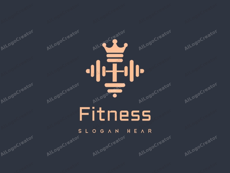 modern design features a stylized dumbbell and a crown, combined with a clean background and a harmonious layout.