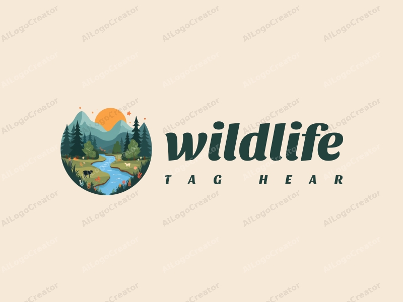 playful design features stylized wildlife, lush forests, and vibrant natural landscapes combined with a clean background.