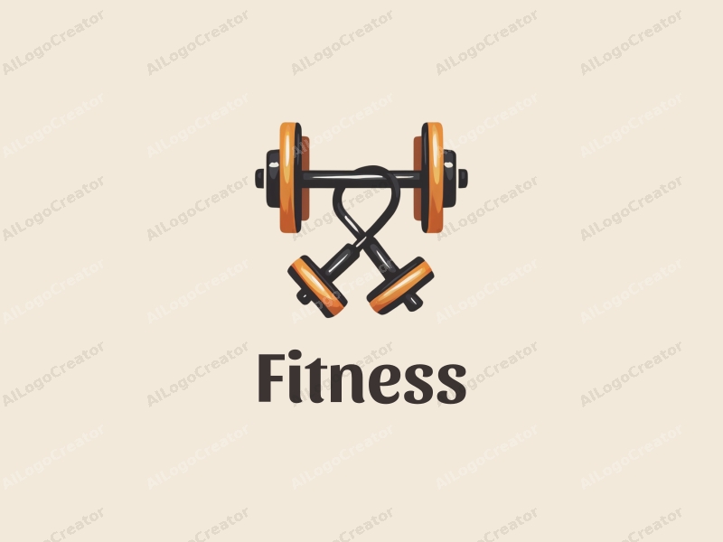 modern design features a stylized jump rope and dumbbells, combined with a clean background and a focus on fitness themes.