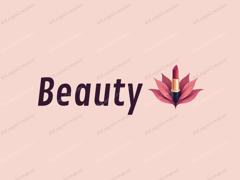 a modern design featuring elegant petals and a stylized lipstick, combined with a clean background and a focus on beauty and makeup elements.