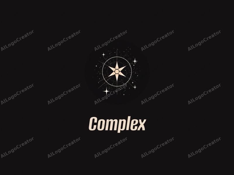 modern design features intricate star and astronomical elements, combined with a clean black background and a minimalist approach.