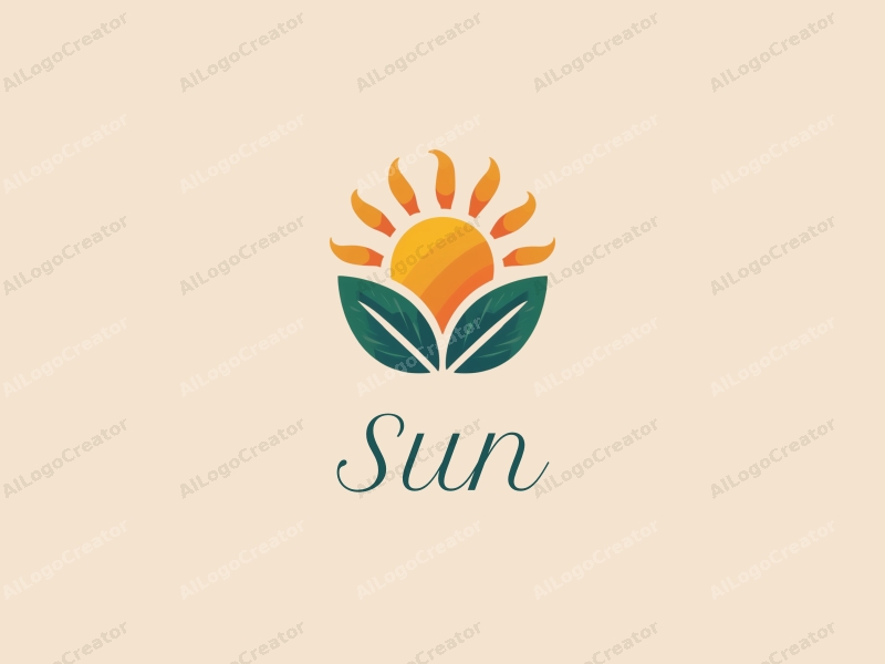 playful design features a stylized sun with rays, vibrant sunlight filtering through playful leaves, combined with a clean background.