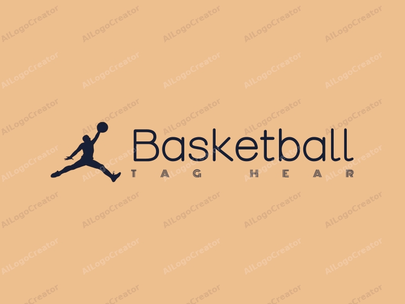 playful design features a dynamic basketball silhouette, an athlete in mid-jump shot, and a dribbling motion, combined with a clean background.