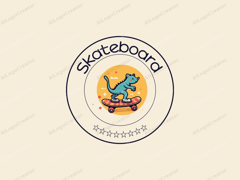 playful design features a vibrant skateboard with child-friendly elements, incorporating a fun and energetic atmosphere combined with a clean background.