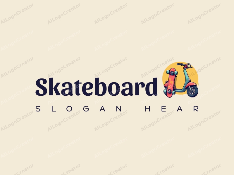 playful design features a vibrant skateboard and scooter with dynamic wheels, combined with a clean background and a sense of movement.