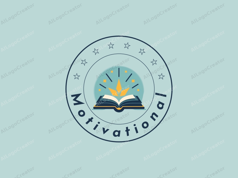 a modern design featuring stylized books and light elements, symbolizing motivation and inspiration, combined with a clean background in blue and green tones.