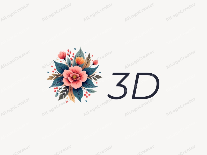 a modern design featuring 3D dynamic elements, vibrant flowers, and feminine motifs, combined with a clean background.