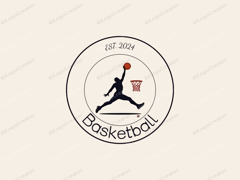 playful design features a dynamic athlete in mid-jump, a stylized basketball, and a hoop, combined with a clean background.