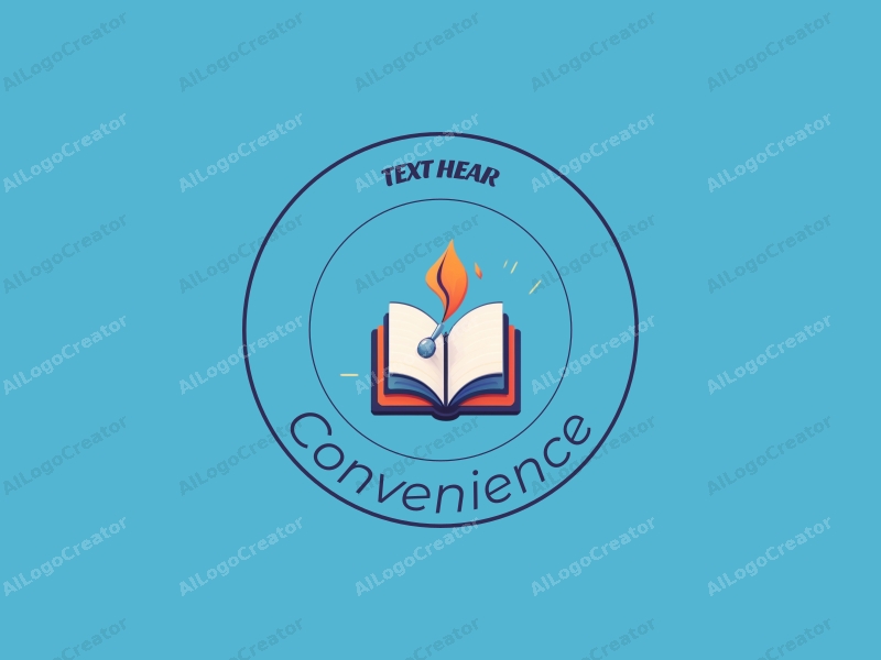 a modern design featuring symbols of convenience and practicality, such as a stylized open book and a flowing ribbon, combined with elements representing knowledge and freedom, all set against a clean blue background.