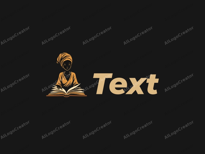 modern design features elegant typography, a stylized African woman reading a book, combined with a clean black background.