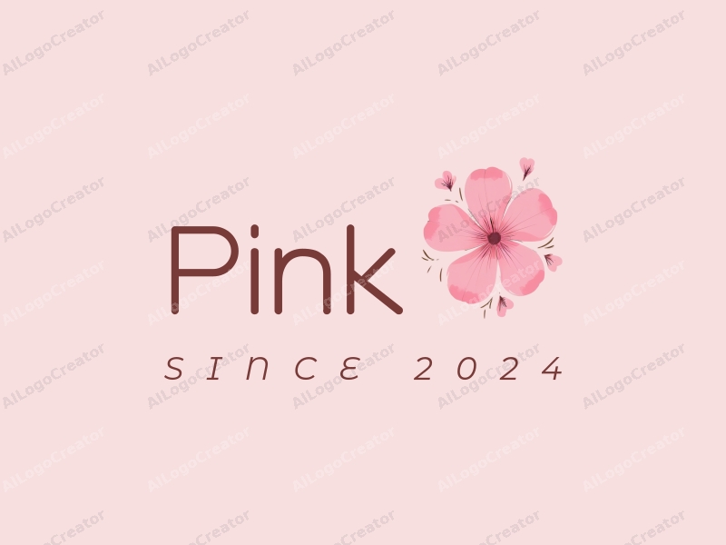 minimalist design features delicate cherry blossoms and leaves, combined with a clean background and a soft pink color palette.