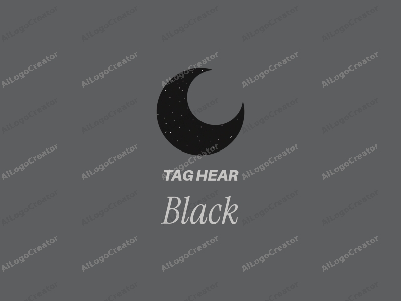 minimalist design features a black moon silhouette against a night sky, incorporating simple shapes and clean lines for a harmonious and artistic representation.