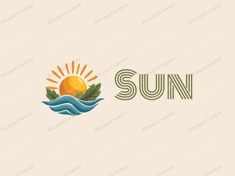 playful design features a stylized sun with rays, vibrant sunlight filtering through playful leaves, combined with a clean background.