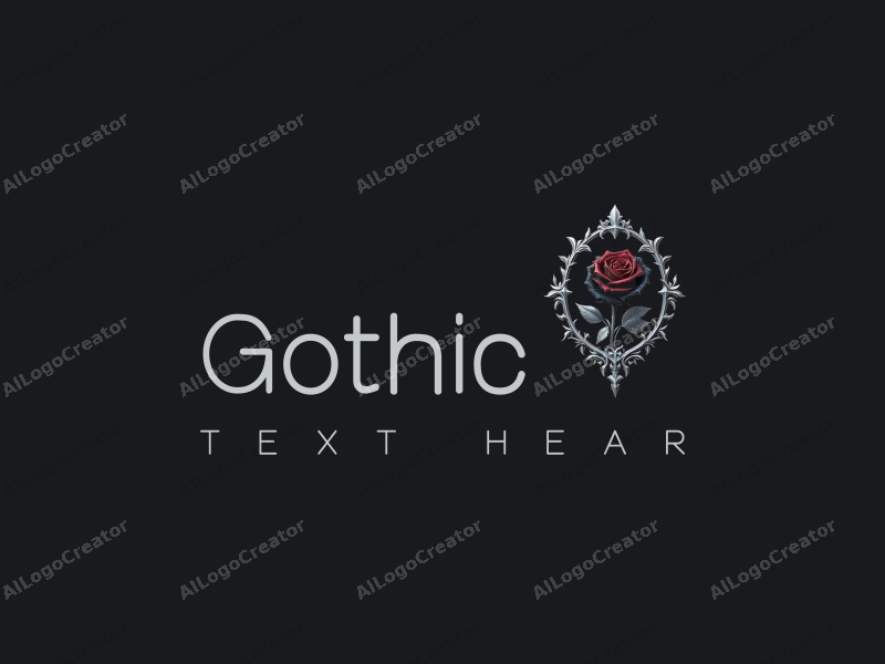 Gothic design features intricate Gothic architecture, elegant Gothic fashion elements, a black rose intertwined with ice crystals, combined with a dark and moody background.