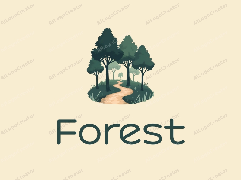 vintage design features a serene forest scene with tall trees, a lush tree canopy overhead, and a winding pathway, combined with a clean background.