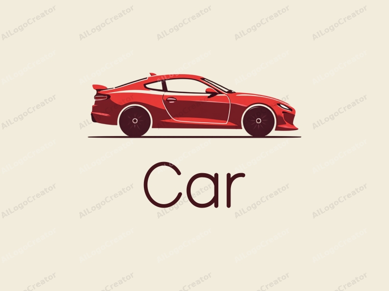 a modern design featuring a sleek car silhouette in red, with a clean outline and a minimalist approach combined with a simple background.