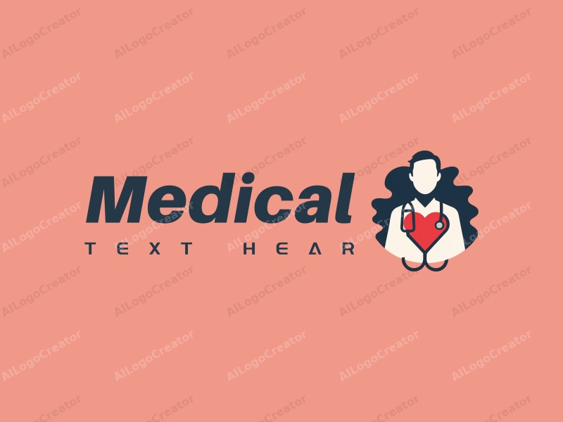 modern design features a stylized hospital silhouette, a doctor figure, a stethoscope intertwined with a heart, combined with a clean background.