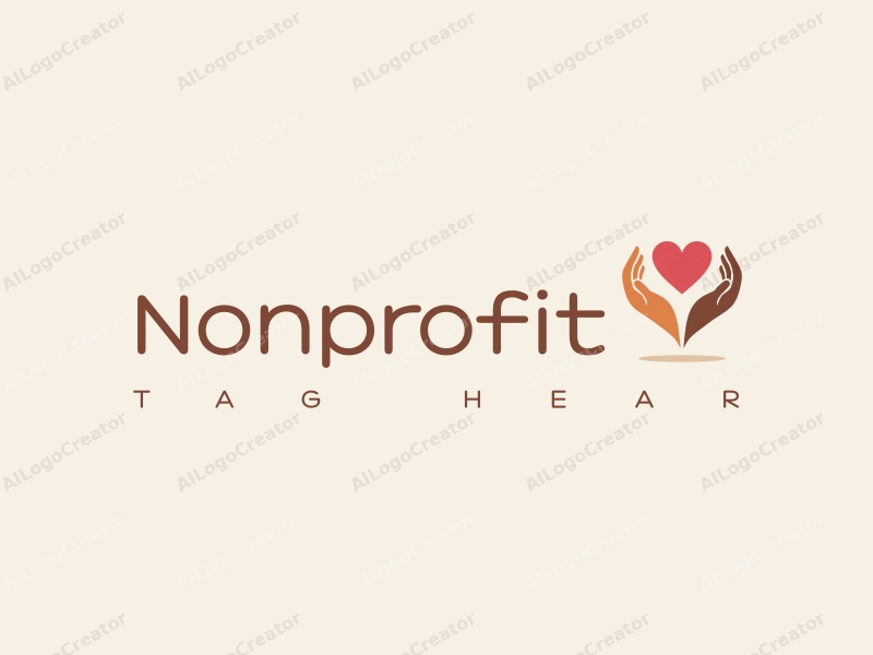 modern design features a heart shape cradled by two hands, symbolizing charity and volunteerism, with a clean background and harmonious composition.