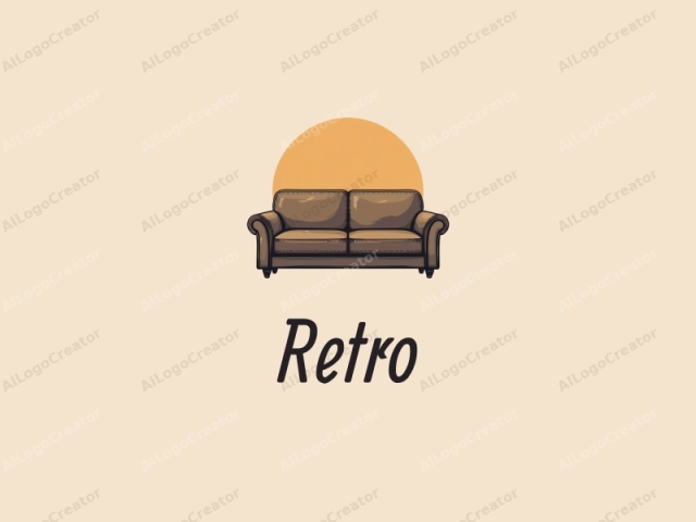 vintage design features a stylized retro sofa and a retro poster, combined with a clean background and harmonious composition.