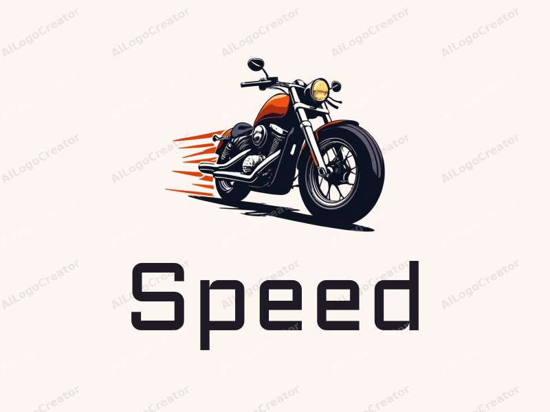 a modern design featuring dynamic lines representing speed, a stylized engine and tire, combined with a clean background to emphasize power and motion.