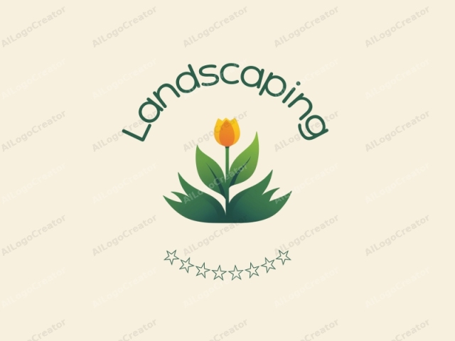 un diseño moderno que presenta un césped y jardín estilizados, incorporando elementos de confianza y empoderamiento, utilizando una composición limpia y armoniosa con un enfoque en la simplicidad.