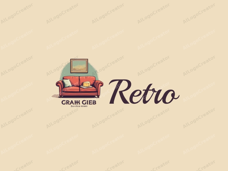 vintage design features a retro sofa and a retro poster, combined with elements of milk and butter, set against a clean background.