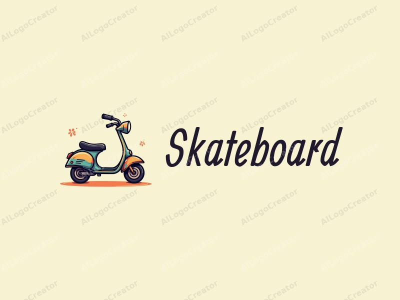 playful design features a vibrant skateboard and scooter with dynamic wheels, combined with a clean background and a sense of movement.