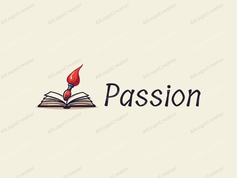 playful design features a vibrant red paintbrush and an open book, symbolizing passion and enthusiasm for art and education, combined with a clean background.