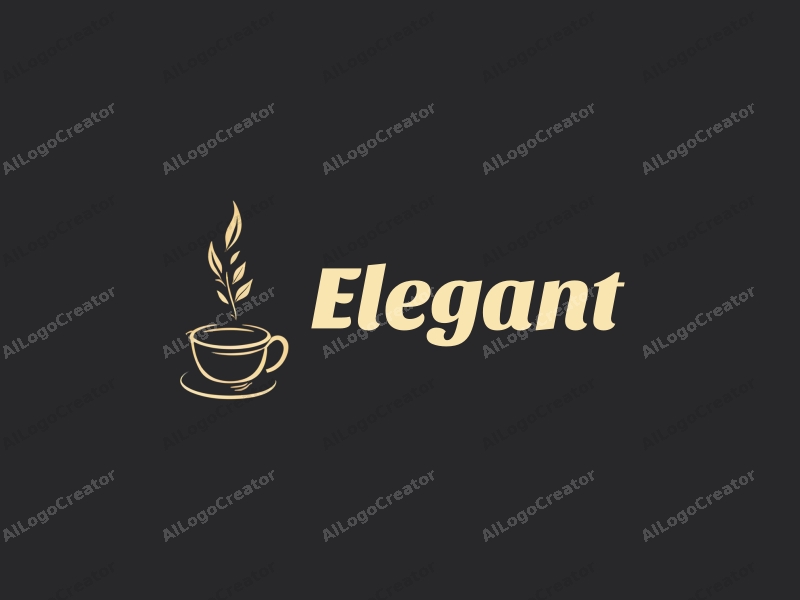 a modern minimalist design featuring elegant tea leaves and refined tea utensils, combined with a clean black background.