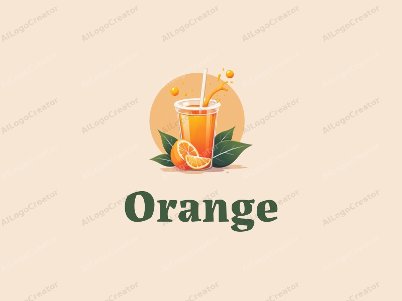 playful design features a vibrant orange, a stylized juice splash, and a cheerful drink cup, combined with a clean background.