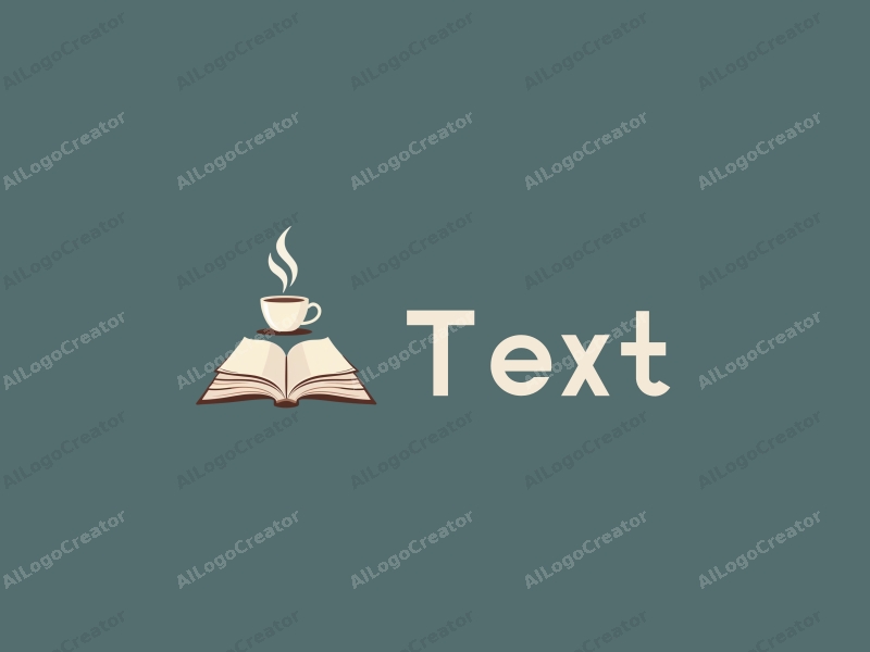 modern design features a stylized coffee cup and an open book, combined with bold typography and a clean background.