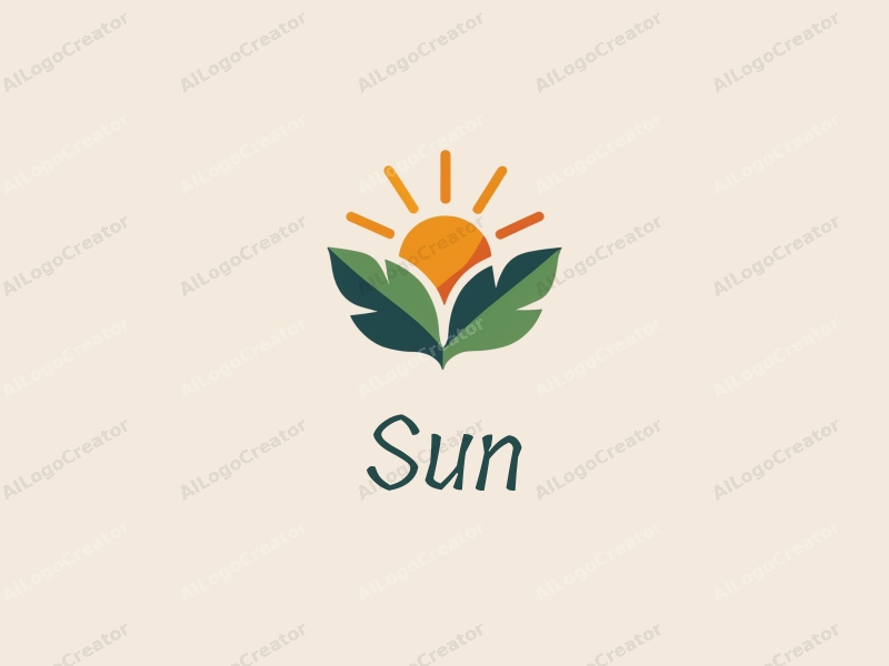 playful design features a stylized sun with rays, vibrant sunlight filtering through playful leaves, combined with a clean background.