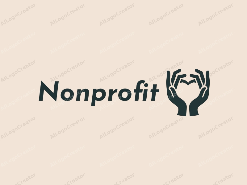 modern design features stylized hands forming a heart shape, representing charity and volunteerism, combined with a clean background.