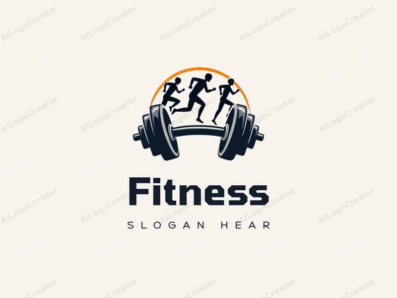 modern design features stylized dumbbells and running figures, combined with a clean background and a harmonious layout.