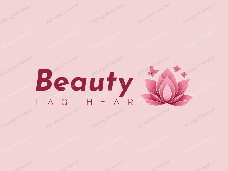 modern design features elegant petals and butterflies, symbolizing beauty and makeup, combined with a clean pink background.