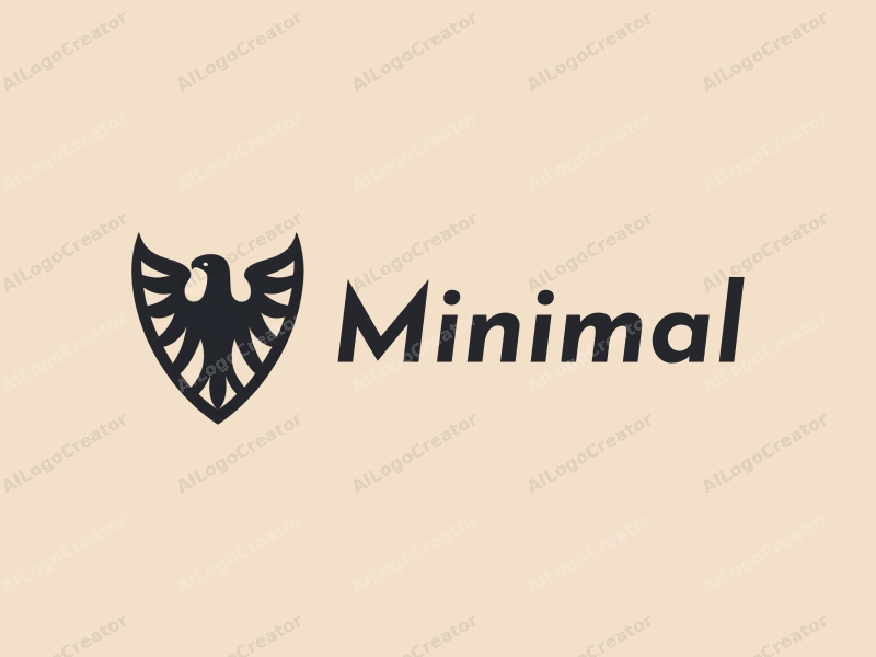 minimalist design features a stylized eagle and shield, combined with a clean background and a tag style approach.