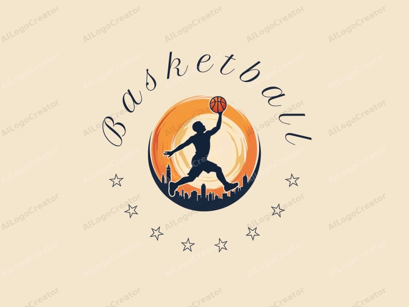 playful design features a dynamic basketball silhouette, an athlete in mid-dunk, and cheering elements combined with a clean background.