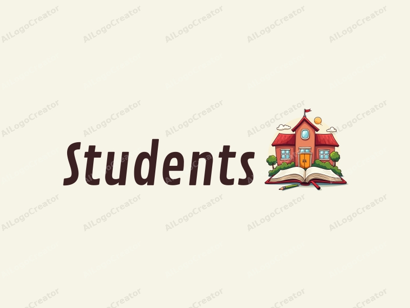 playful design features cheerful students, a stylized school building, open books, and pencils arranged harmoniously with a vibrant background.