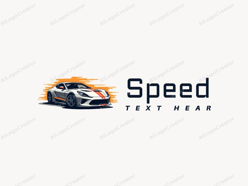 modern design features dynamic lines representing speed, a stylized sports car silhouette, and an engine motif combined with a clean background.