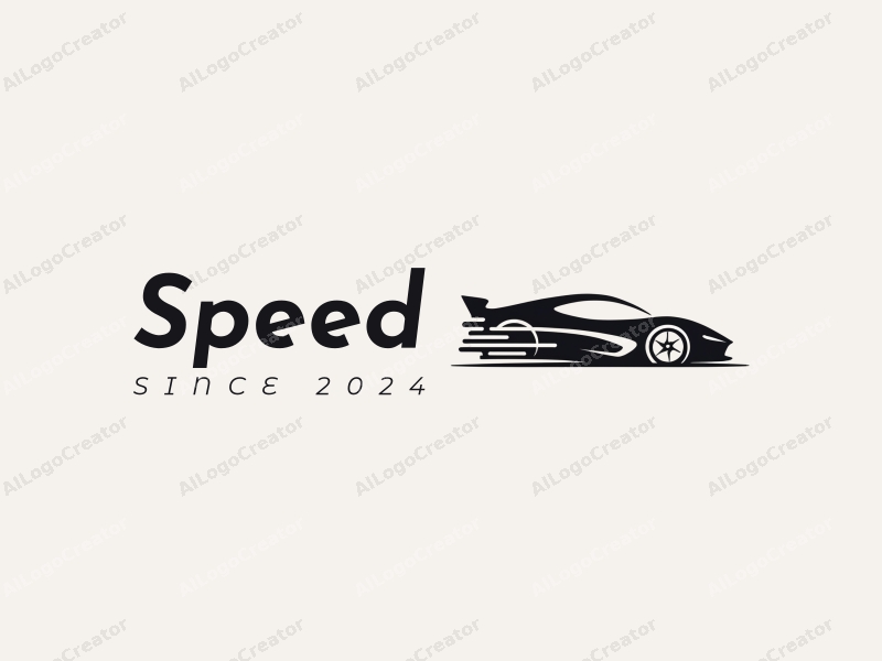 a modern design featuring dynamic lines representing speed, a stylized racing car silhouette, and an abstract engine shape, combined with a clean background.