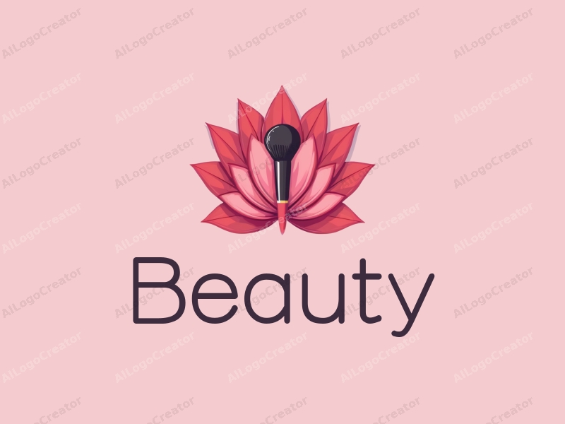 modern design features elegant petals, a stylized makeup brush, and beauty elements combined with a clean pink background.