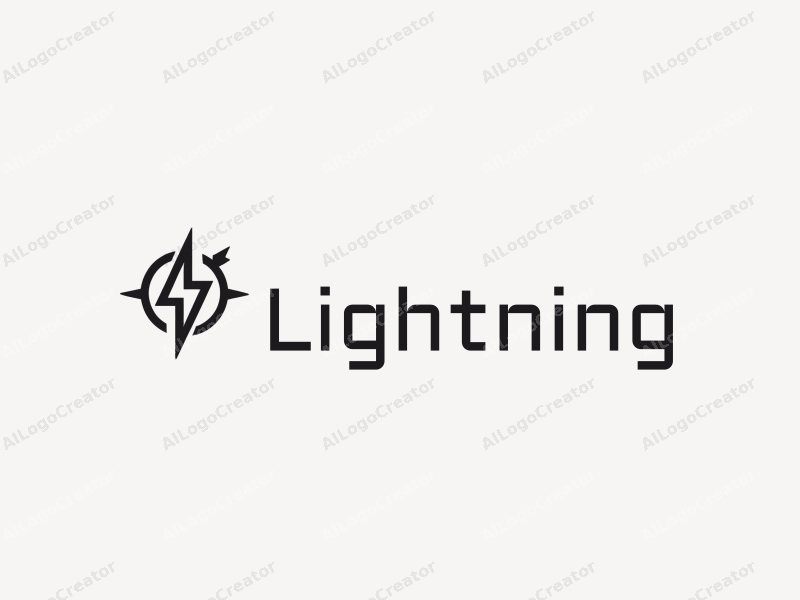 geometric design features a stylized lightning bolt, electric current lines, a battery icon, and a light ring, combined with a clean background.