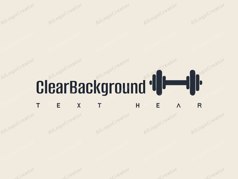 minimalist design features a stylized dumbbell and letters, combined with a clean background and a focus on simplicity.