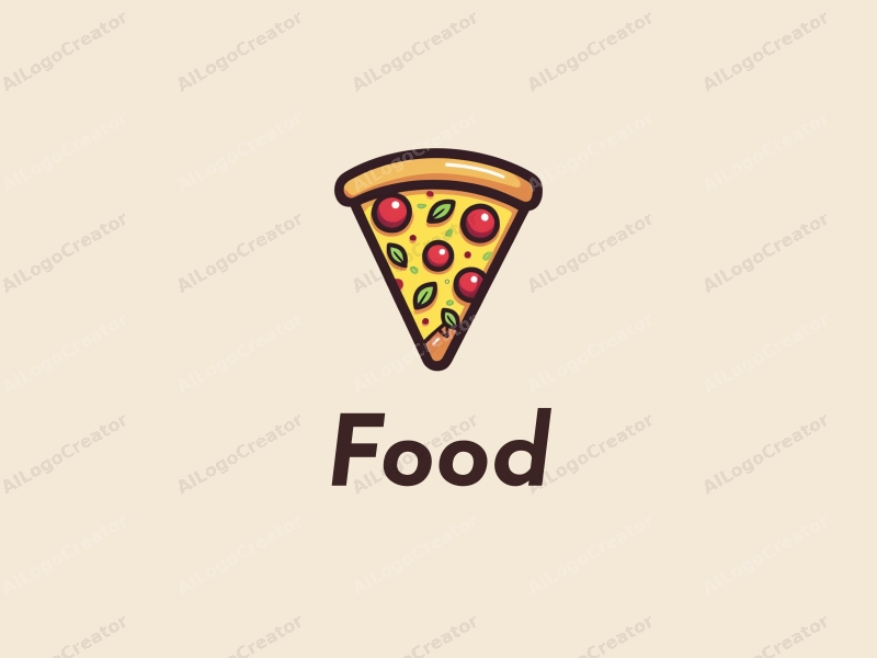 a modern design featuring vibrant colors, a stylized pizza slice and a fresh salad, combined with a clean background and a harmonious composition.